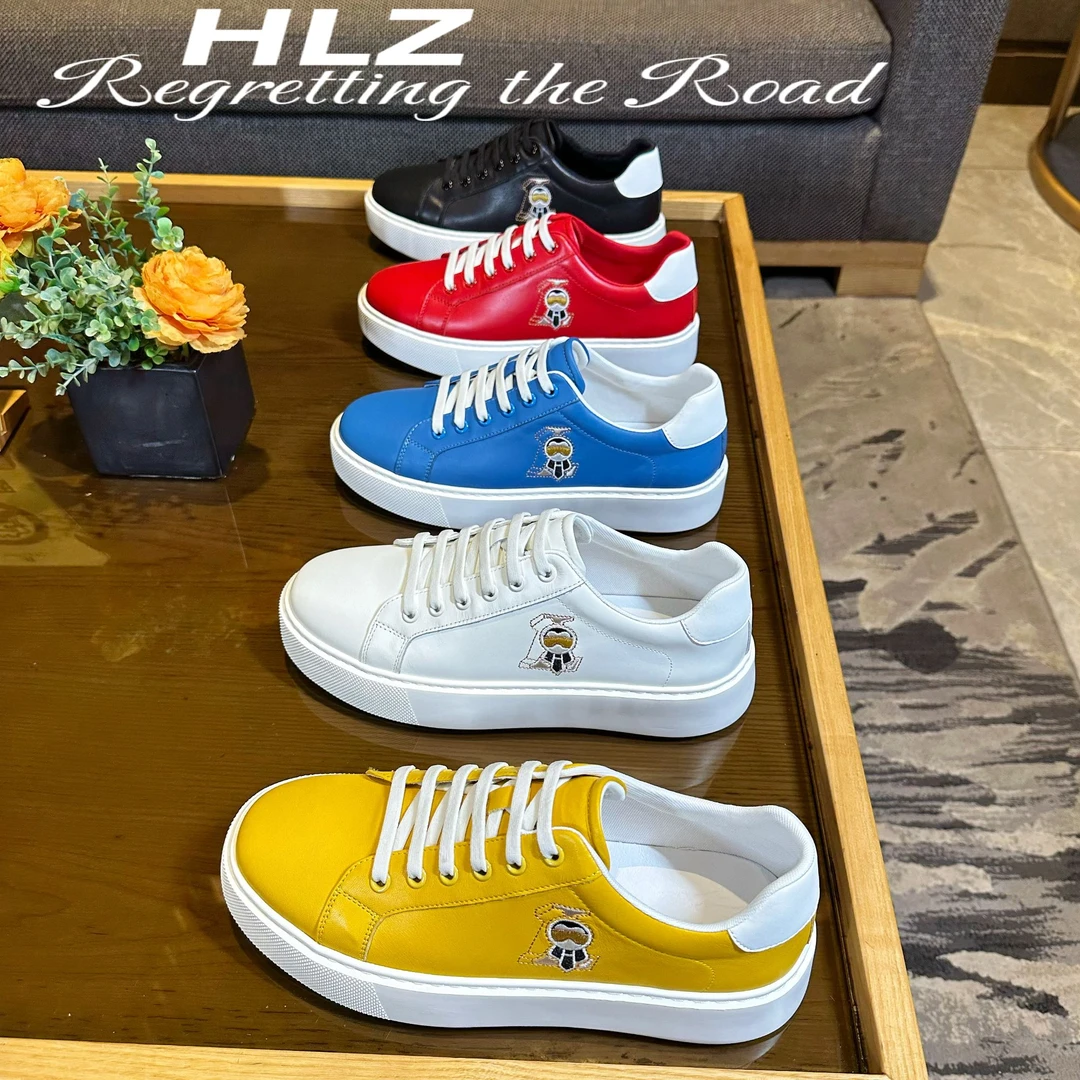 2025秋季新款小佛爷潮流时尚百搭刺绣标头层牛皮一脚蹬男款休闲鞋