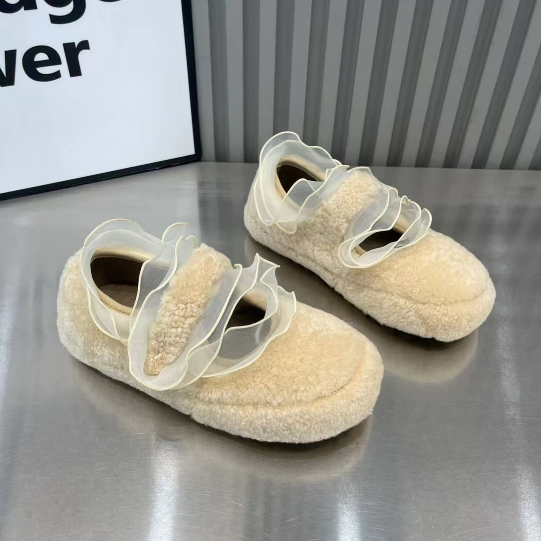 轻奢网红爆款复古法式平底浅口羊毛玛丽珍鞋女25新款仙女风毛毛鞋