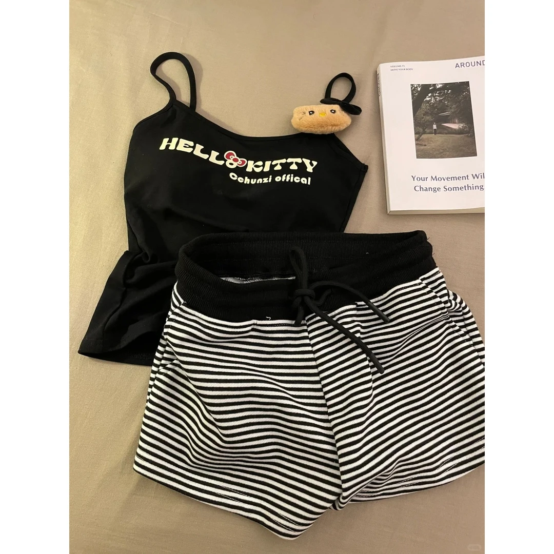 【纯欲字母】韩系少女甜美带胸垫吊带睡衣女夏季新款套装外穿家居服