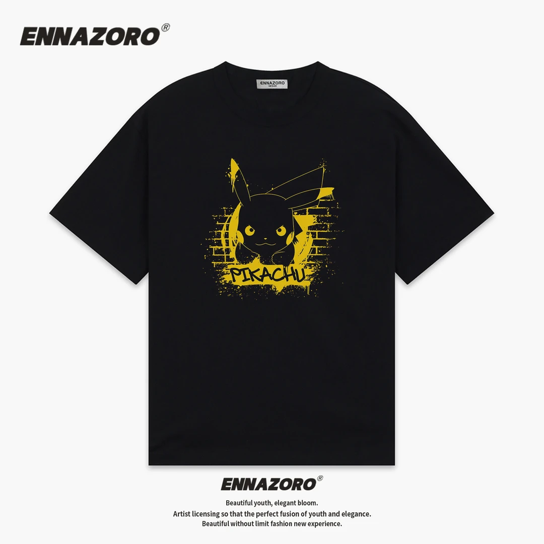 皮卡皮卡 短袖T恤女夏季新款美式复古上衣小众情侣装宽松半袖衫