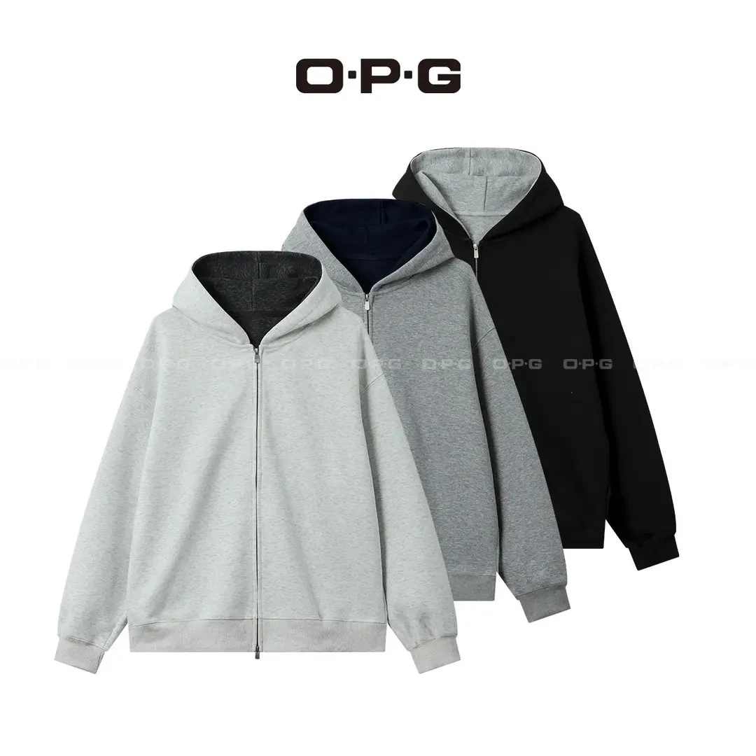 遥发服装【双色拼色空气层复合卫衣加绒】秋季百搭时尚休闲卫衣1004