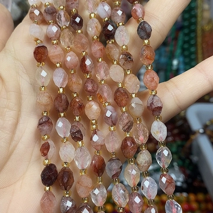 玛瑙/玉髓未镶嵌珠宝半成品天然红胶花米切卡6*8mm