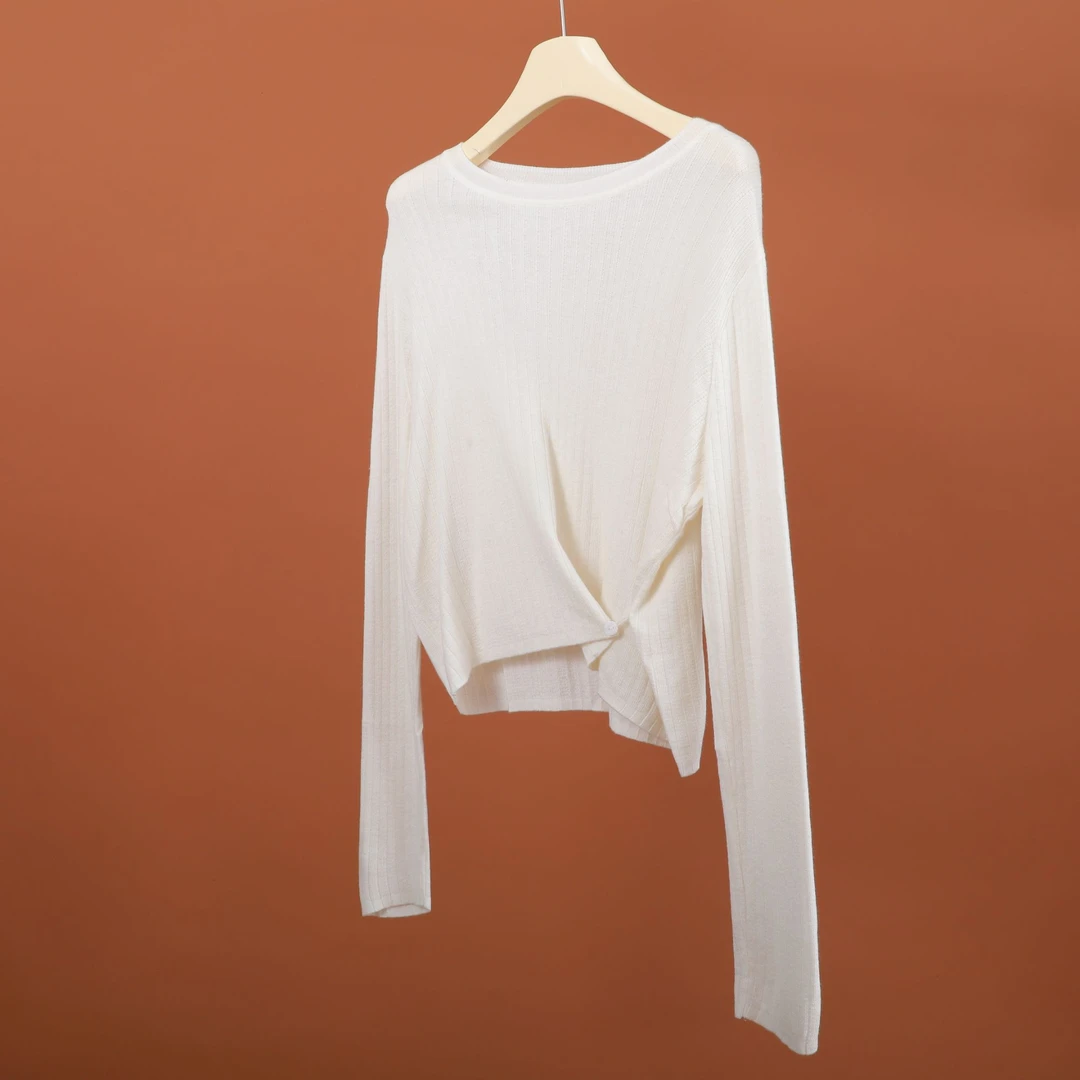 R-00514  舒适软糯！秋冬气质女士简约纯色宽松百搭薄款针织衫