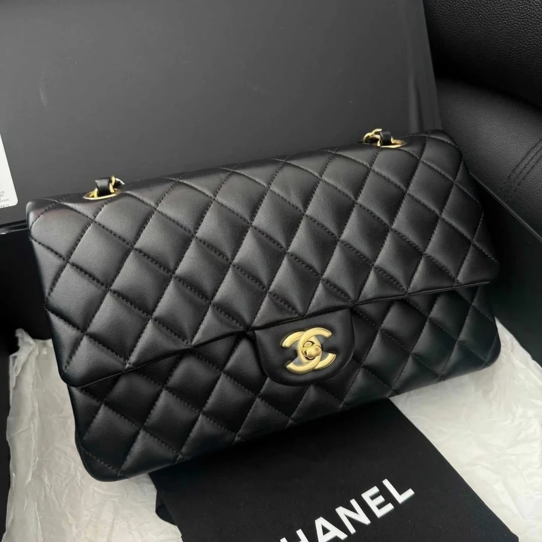 95新 Chanel/香奈儿 Chanel黑金双盖cf中号  25090098-08