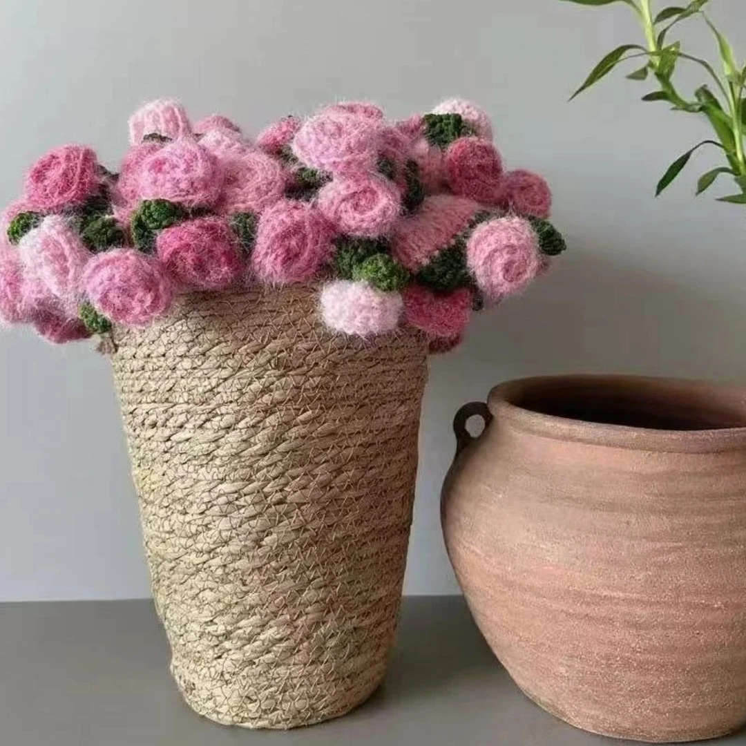 【草编花篮】大号手工草编花篮花瓶摆件干花永生花花篮草编