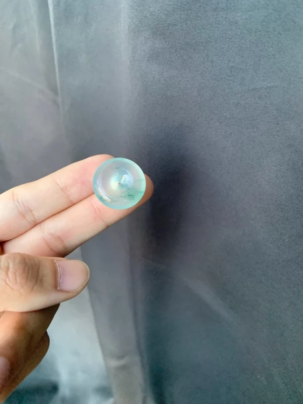 吊坠天然缅甸翡翠玻璃种起罡飘蓝花小胖扣