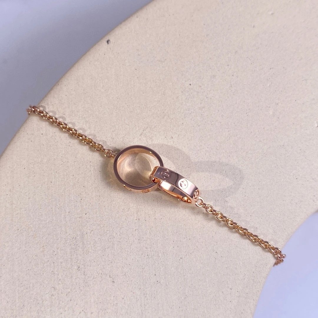99新 Cartier/卡地亚 玫瑰金双环手链