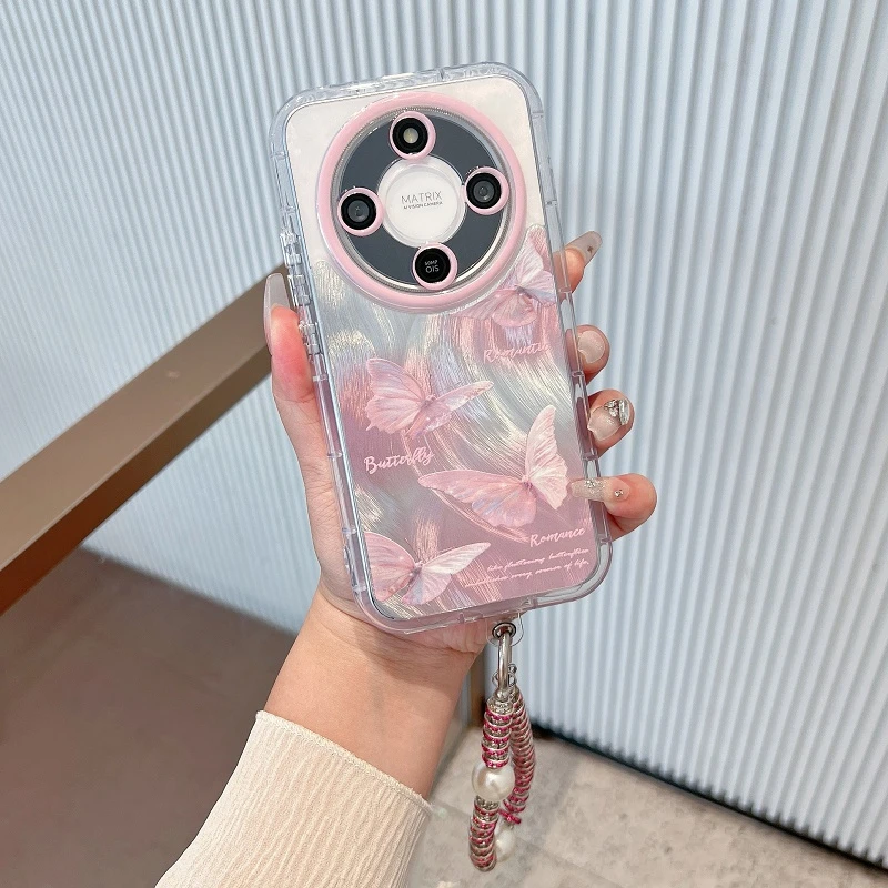 适用于华为荣耀x70手机壳新款高级感羽纱蝴蝶女款全包防摔网红ins