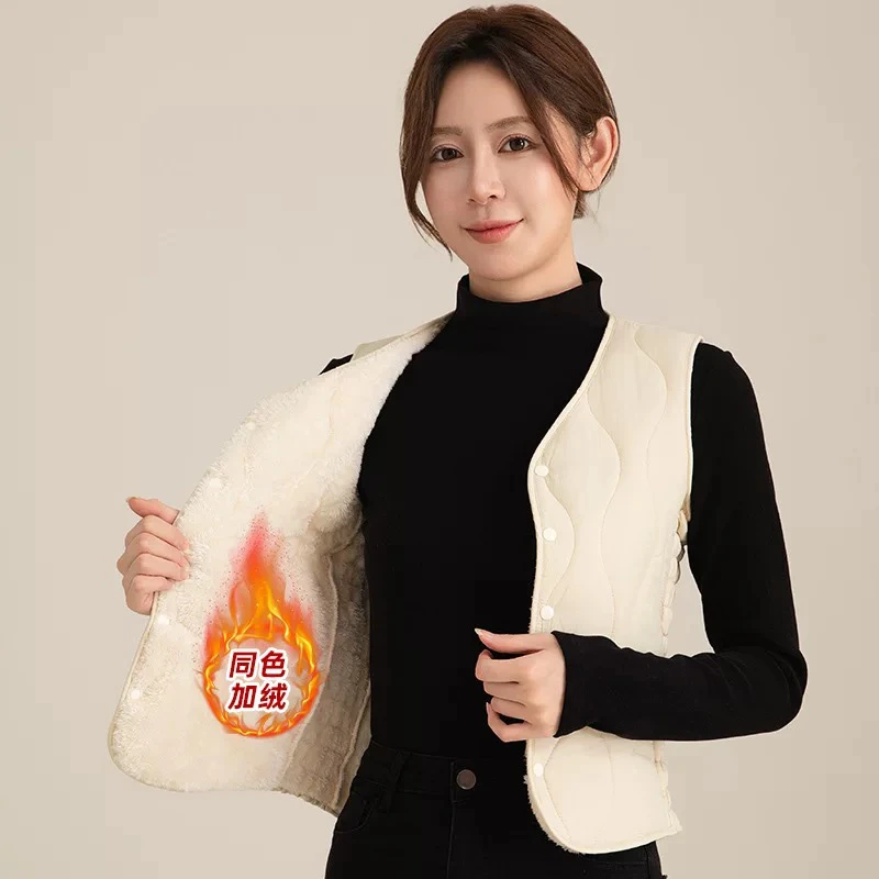 新款秋冬棉马甲女士加绒加厚大码坎肩中老年内穿保暖背心女