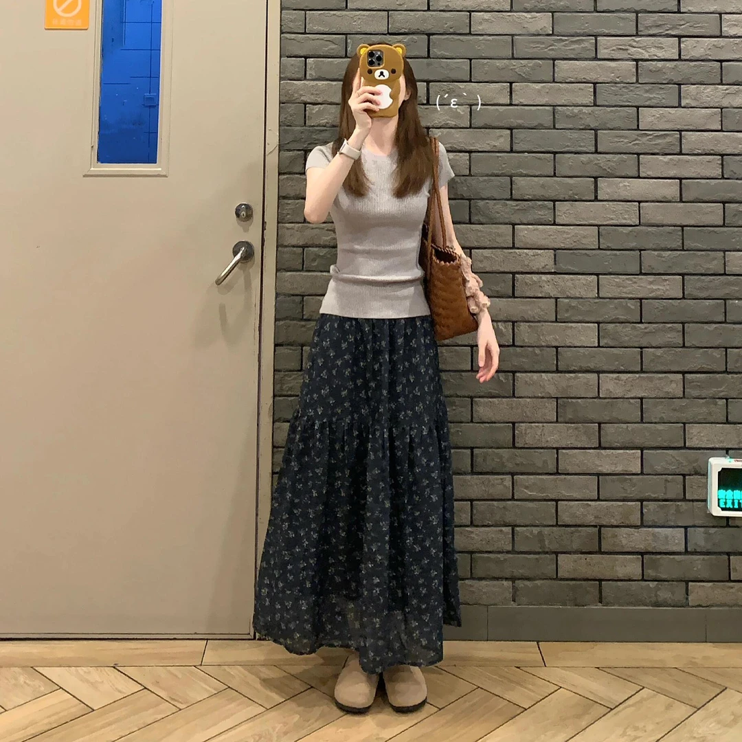 韩版短袖连衣裙子女2025夏季新款修身短袖T恤半身裙小个子套装裙