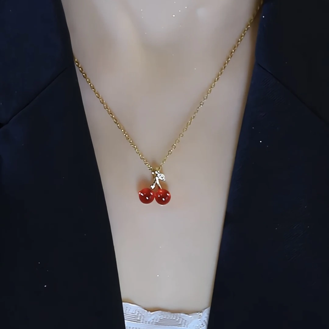 钛钢项链 红樱桃项链女款百搭 流光容易把人抛 红了樱桃 绿了芭蕉