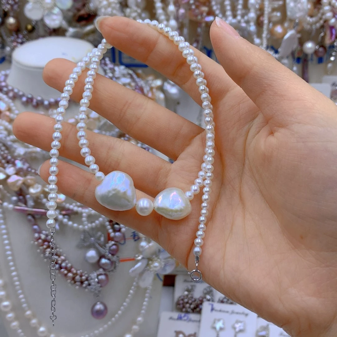 淡水珍珠耳饰银S925镶嵌@***?