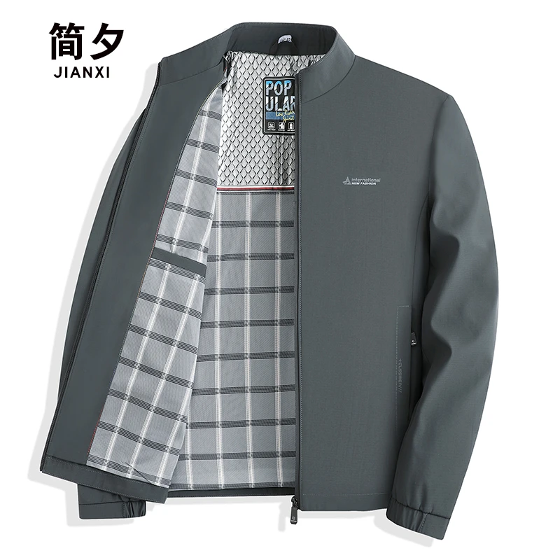 爸爸春装新款时尚立领夹克中老年男士休闲潮流薄款外套爷爷上衣