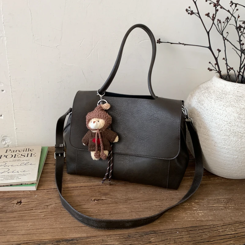 2025新款复古轻奢时尚纯色通勤风韩式托特包单肩包简约百搭气质包