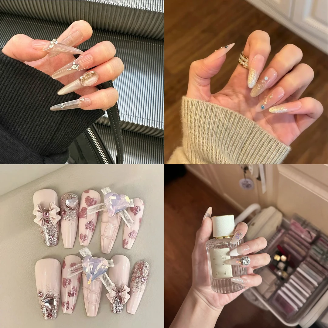 穿戴甲轻奢高级美甲甲片可拆卸半手工电镀猫眼美甲钻指甲贴片婚甲