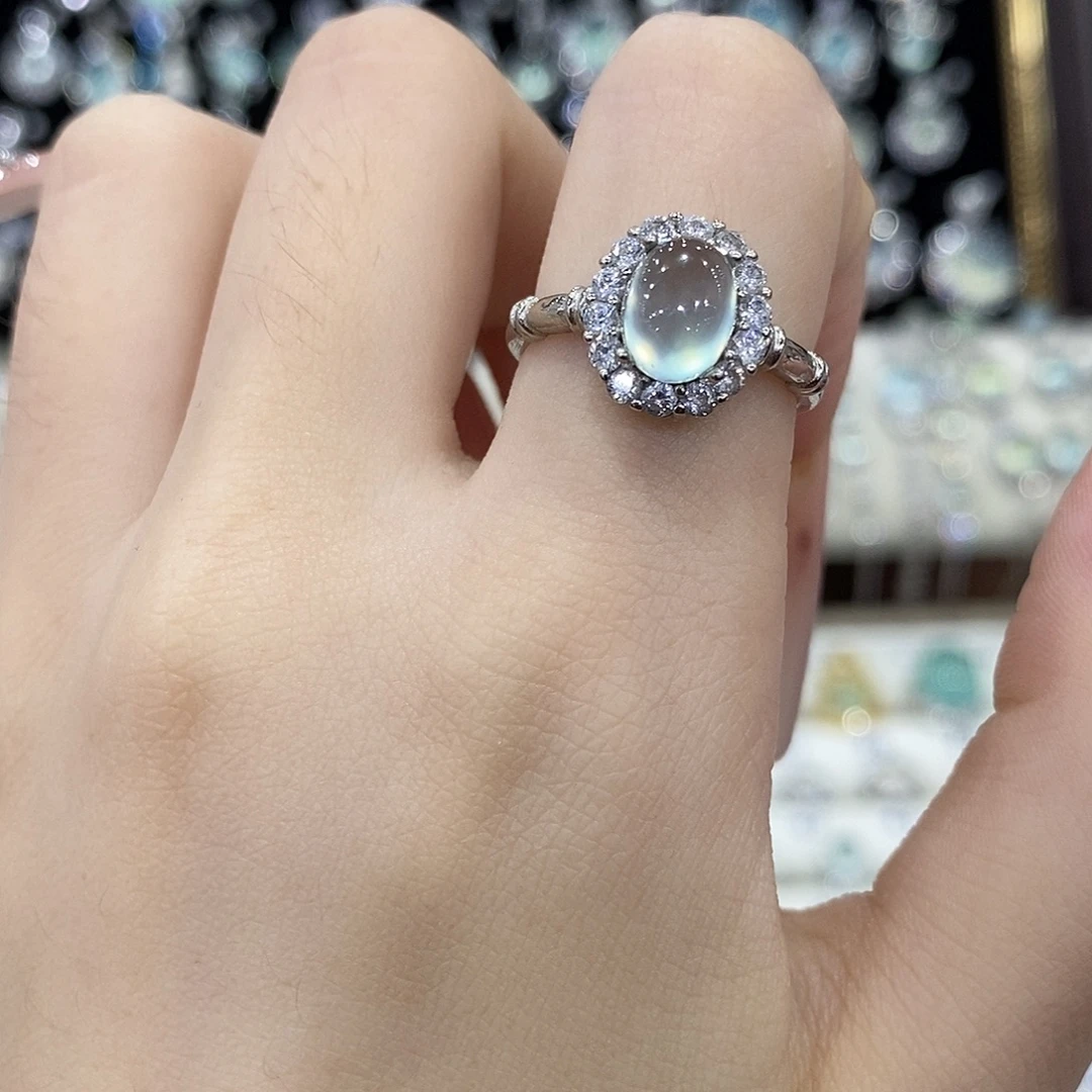 蛇纹石玉银S925镶嵌戒指