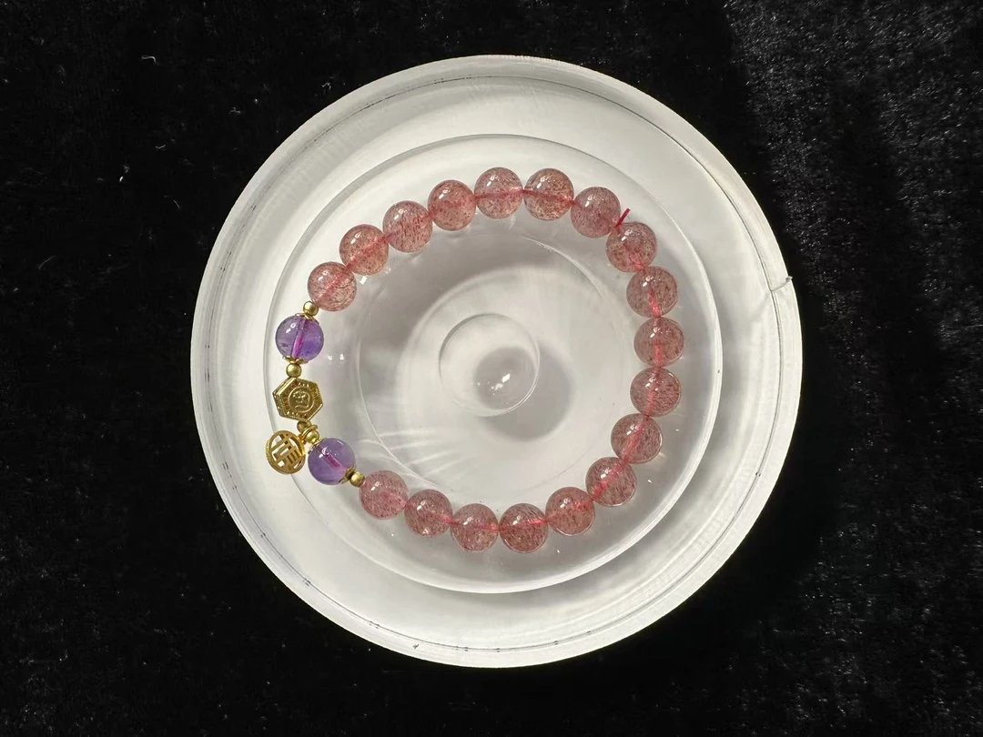 天然草莓晶手链生肖设计手串（鼠）T650-8