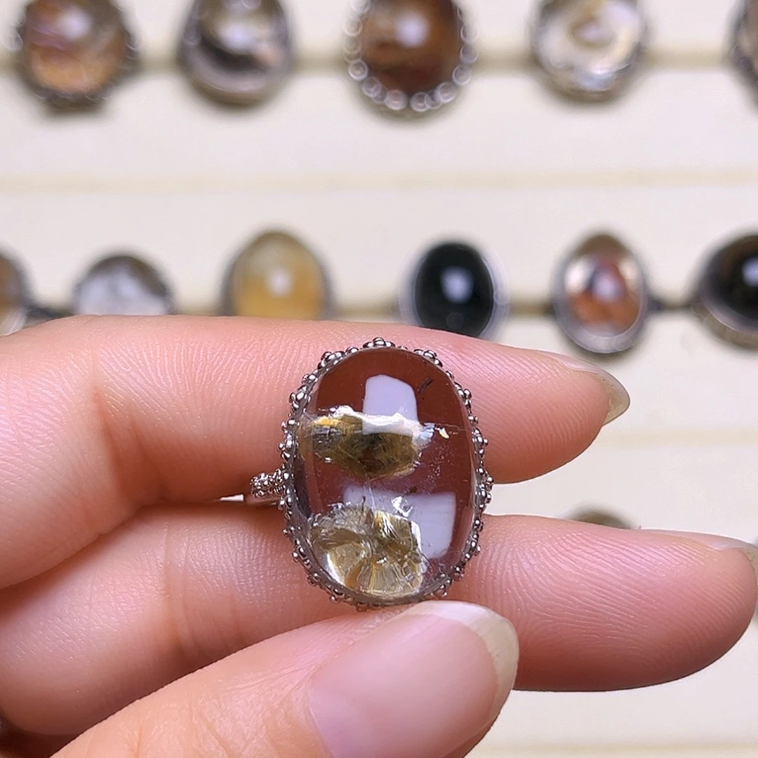 美***～水晶戒指银S925镶嵌天然