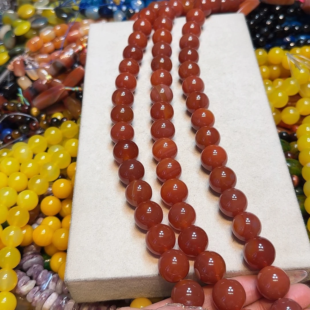 玛瑙/玉髓未镶嵌珠宝半成品16mm天然红玛瑙一条