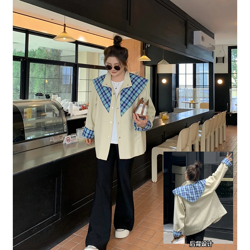 【胖佳佳】现货~减龄风衣 可拆卸格外披肩外套秋季时尚H625T02639