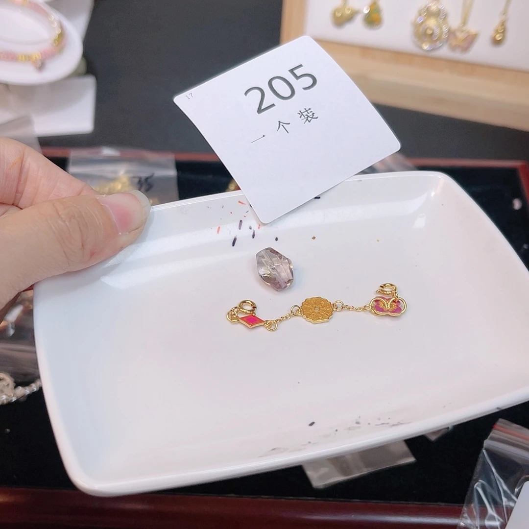 水晶珠宝半成品银S925镀金镶嵌205