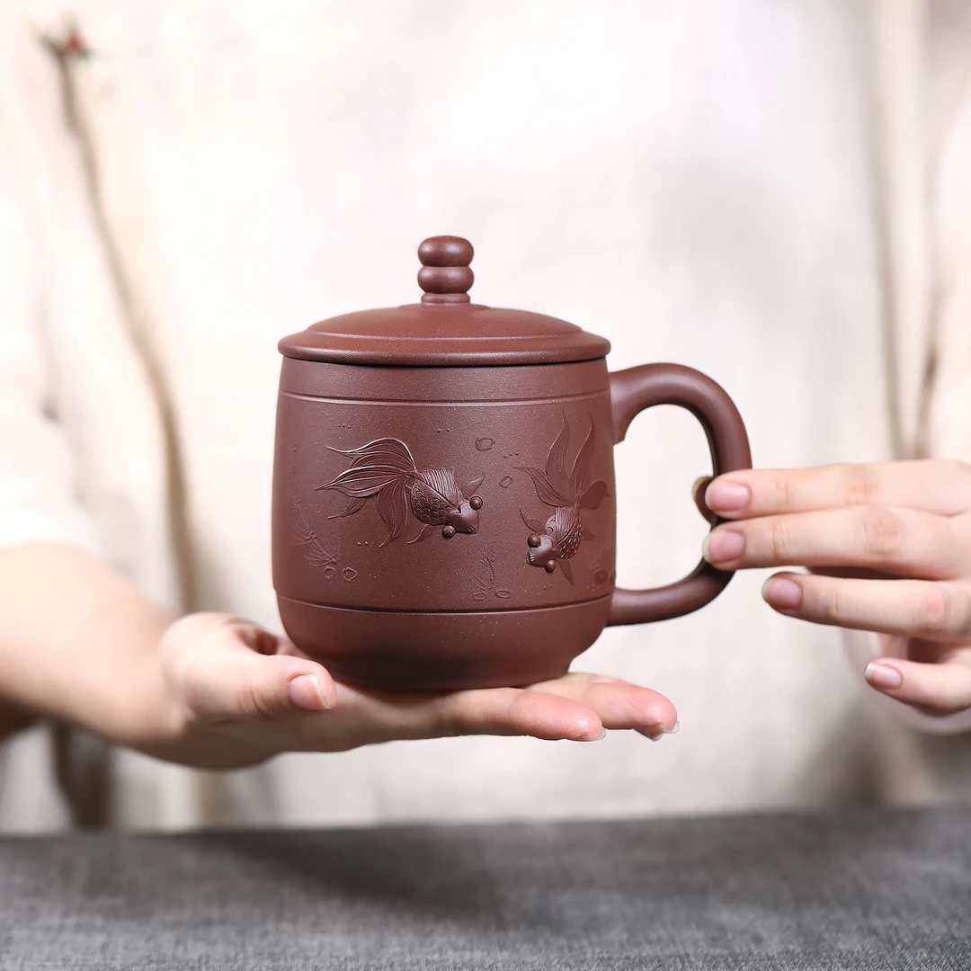 雪涓宜兴原矿紫砂金玉满堂泡茶盖杯