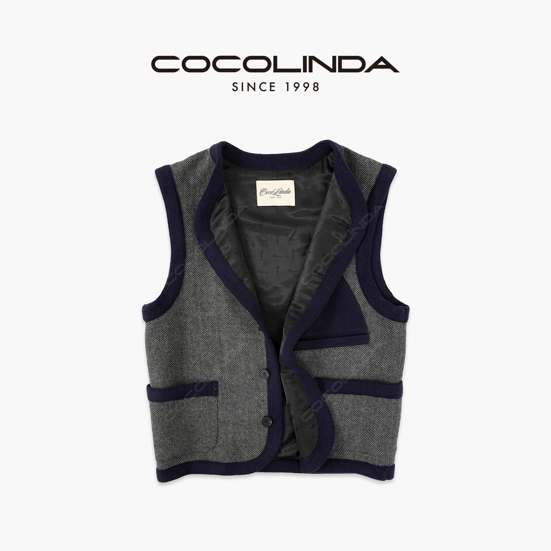 COCOLINDA | “英格兰花园” 书意 日系拼接羊毛马甲（全挂里）V3849