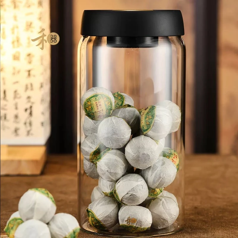 禾器高硼硅玻璃真空密封茶叶罐家用白茶普洱茶储存防潮罐 1.8L