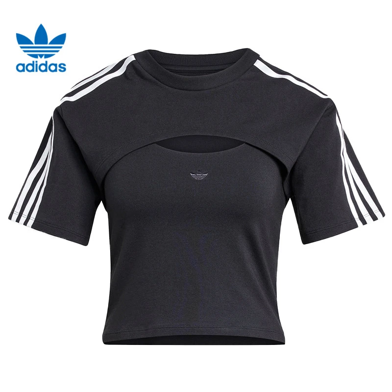 adidas阿迪达斯【太】三叶草女子运动休闲短袖T恤JD0042