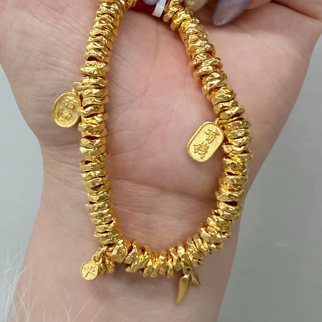 【金手链】有钱花盘缠黄金手链5D足金999零附加精致百搭