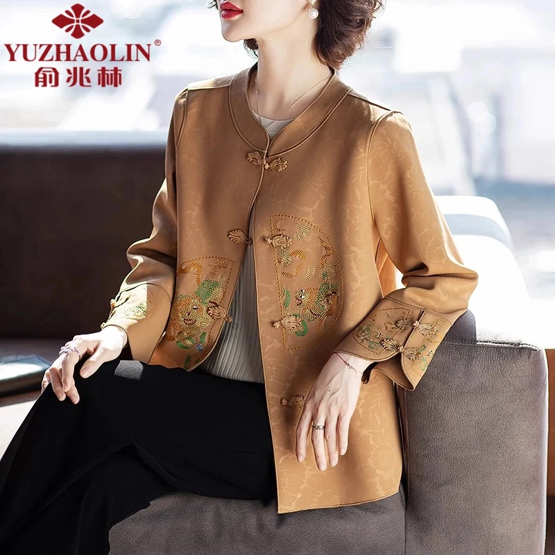 新中式国风女妈妈秋装开衫外套2025新款洋气春秋40岁50中老年上衣