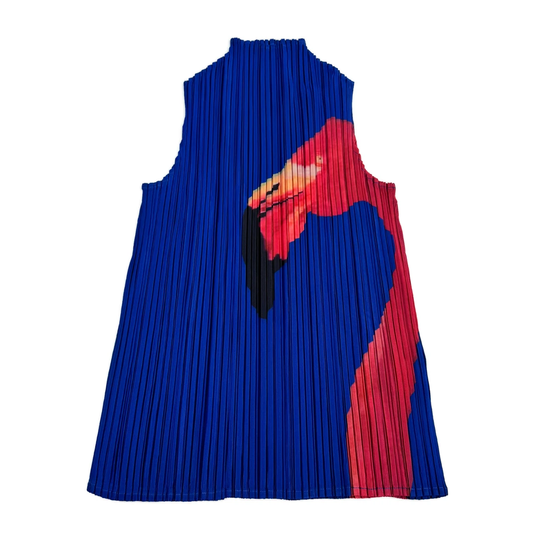 【英花恋】褶皱火焰鸟无袖半高领短袖内搭坎肩