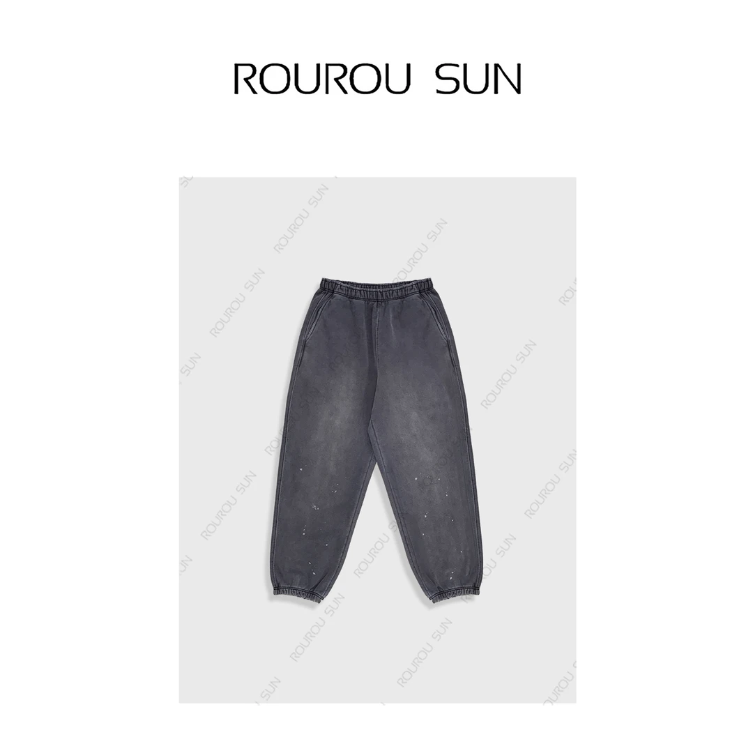 50209冬款女装复古休闲泼漆设计感百搭束脚卫裤