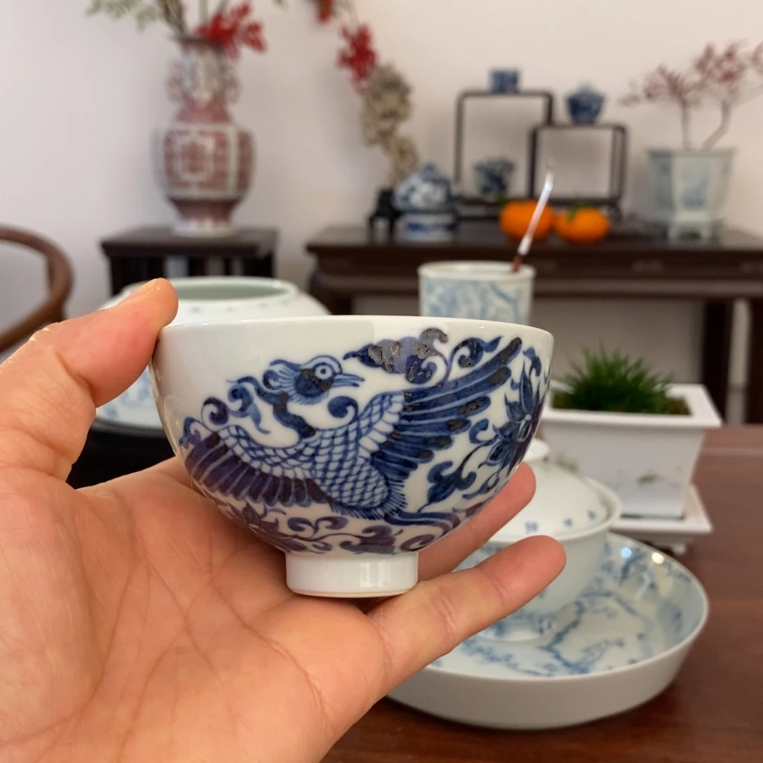 跑仿元青花瓷器柴窑单杯