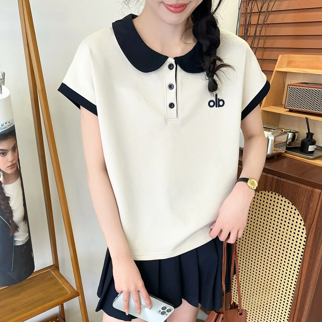 夏季新款polo衫拼色韩版短袖休闲ins风时尚显瘦百搭刺绣字母上衣