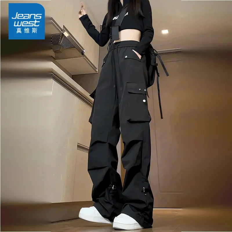 Jeanswest/真维斯休闲工装裤夏季男女同款潮牌多口袋防水痞帅长裤
