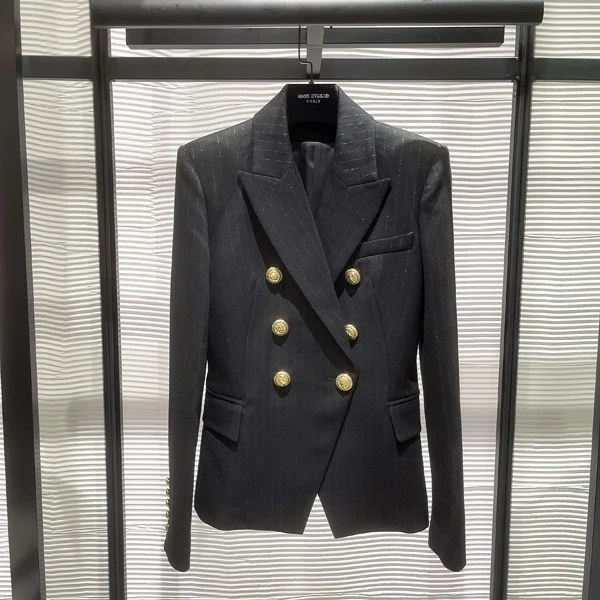 25年春装新款女装 高定金线纹理法式双排扣西装外套-2351B