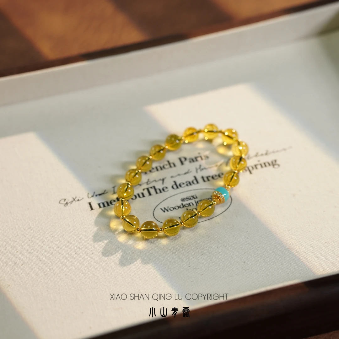 【YX22S】墨西哥蓝珀DIY手串S925银镶嵌 长度17cm 珠子7~8mm