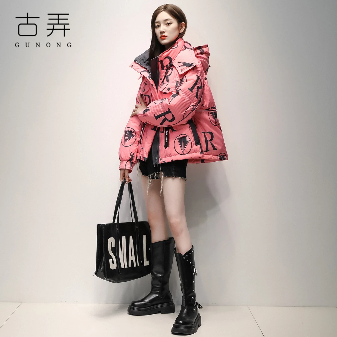 潮牌短款连帽羽绒服2025冬季新款宽松面包服超好看羽绒御寒厚外套