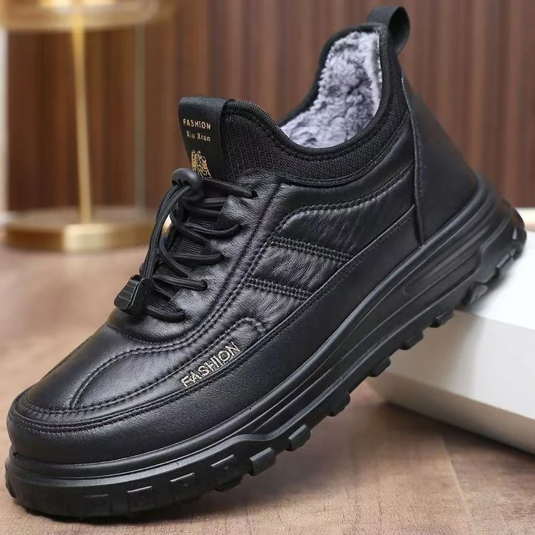 【保狮登】新款冬季男士保暖加绒棉鞋加厚休闲防滑皮鞋爸爸男鞋