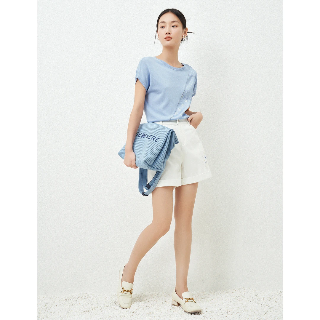 【安雅专属】不规则设计感冰丝针织衫女EZ01661P4/EZ01662C5