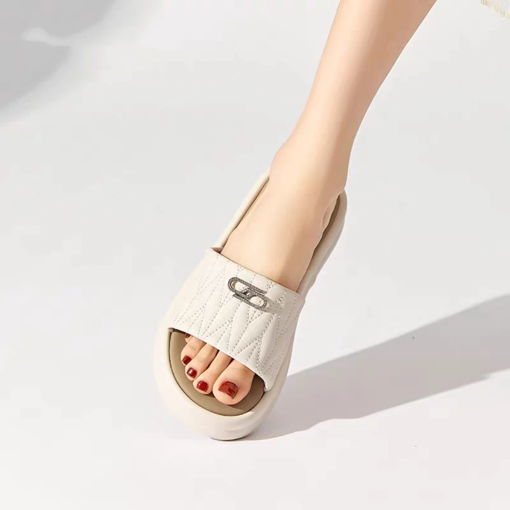 运动拖鞋女鞋夏季新款时尚休闲平底中跟圆头套脚1256