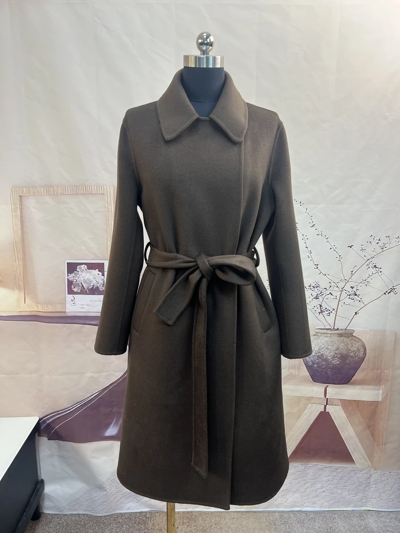 福利元汇381小个子羊绒大衣【10%羊绒】长款保暖宽松毛呢外套