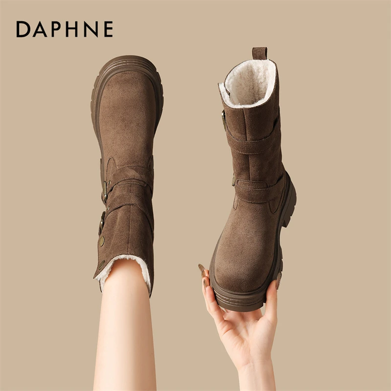 达芙妮2025秋冬新款加绒棉鞋厚底百搭潮流ins舒适休闲气质雪地靴商品图