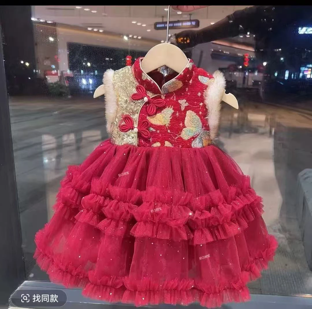 828哈哈家女童洋气马甲背心裙高品质蓬蓬裙