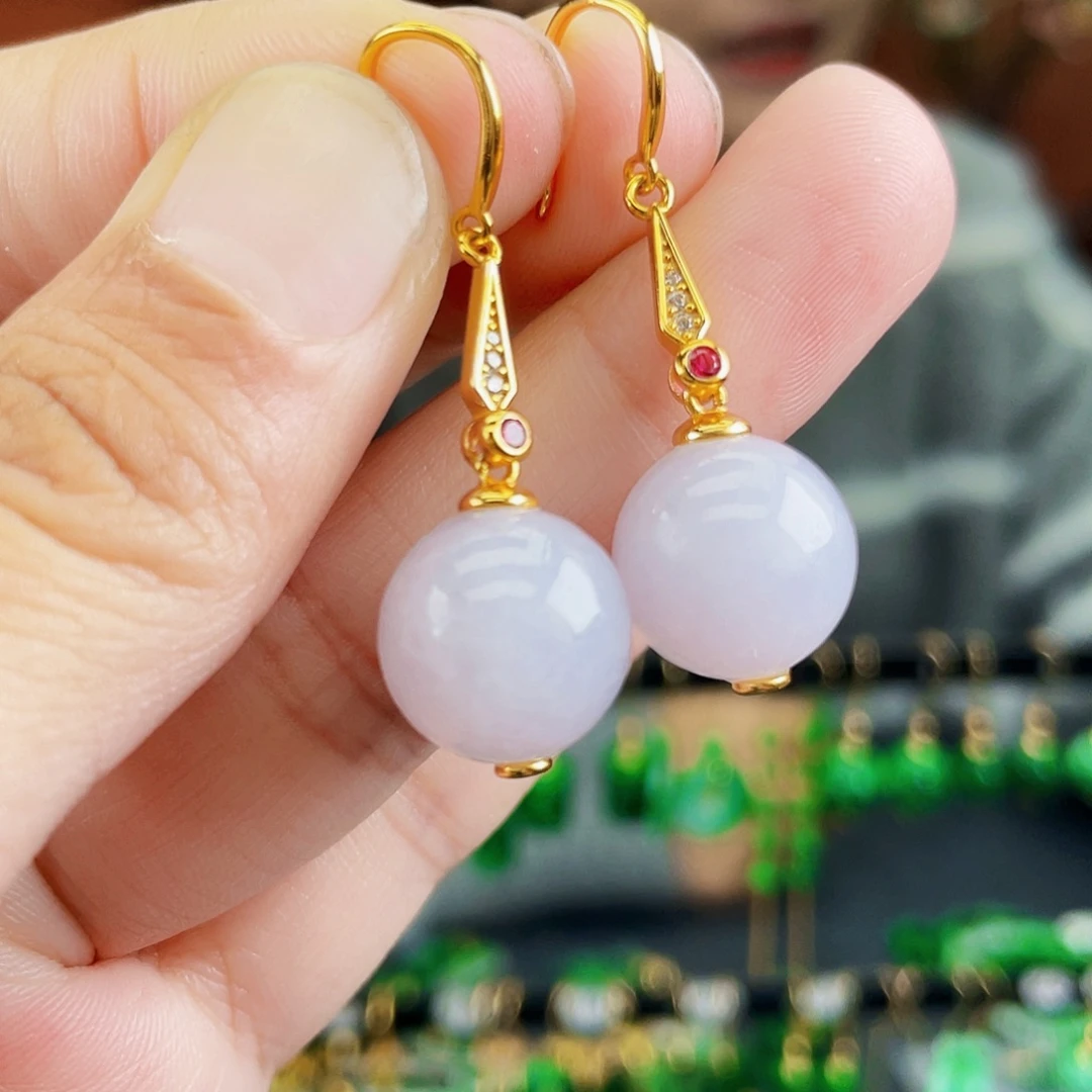 翡翠银S925镶嵌耳饰