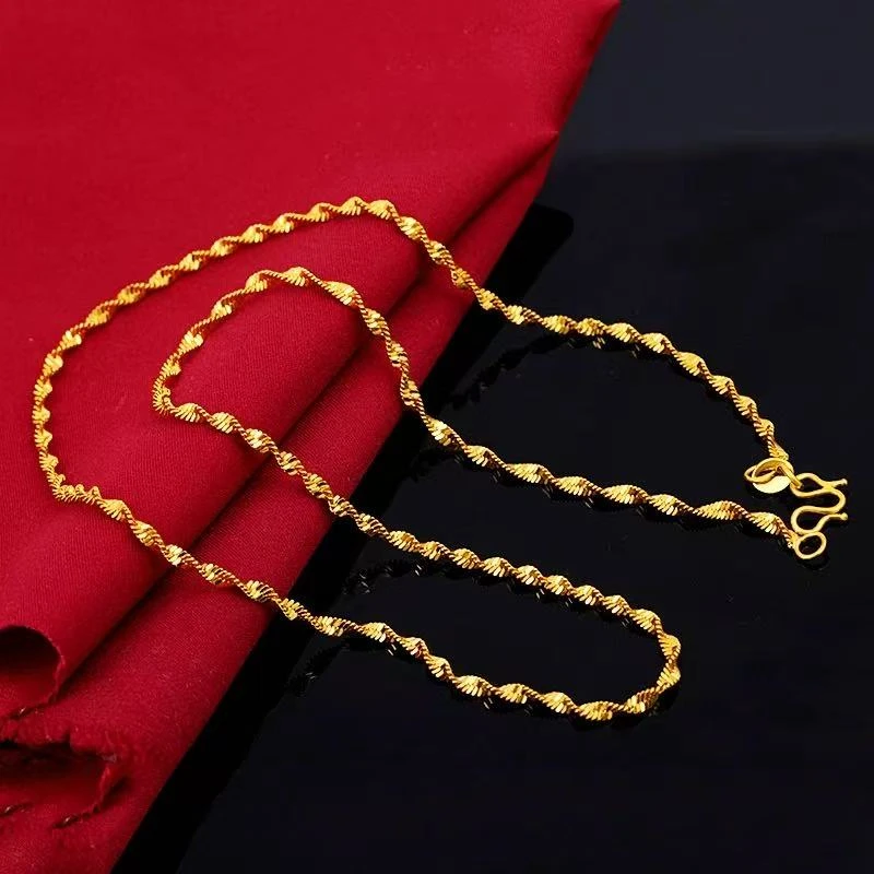 大静静优选 时尚百搭金色项链女水波链素链锁骨链