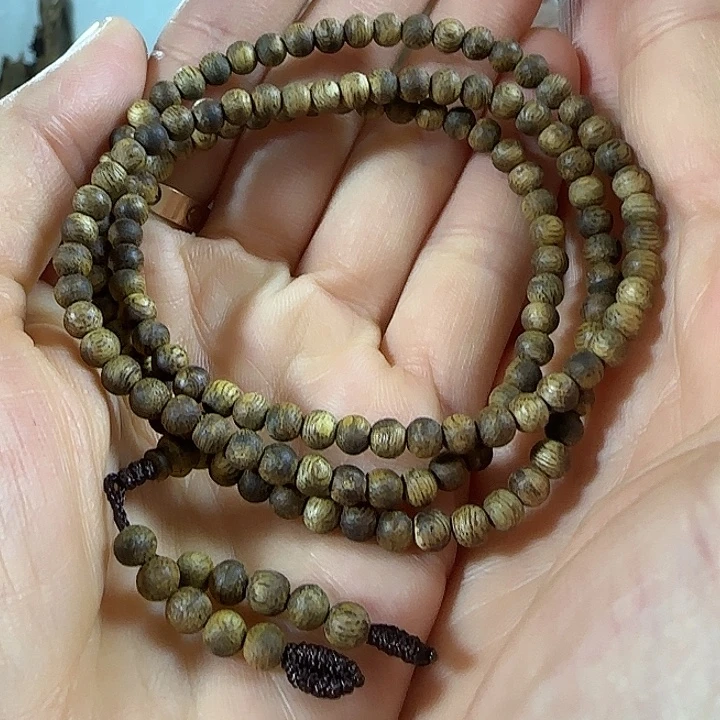 手串沉香绿奇楠沉香圆珠三圈04手串