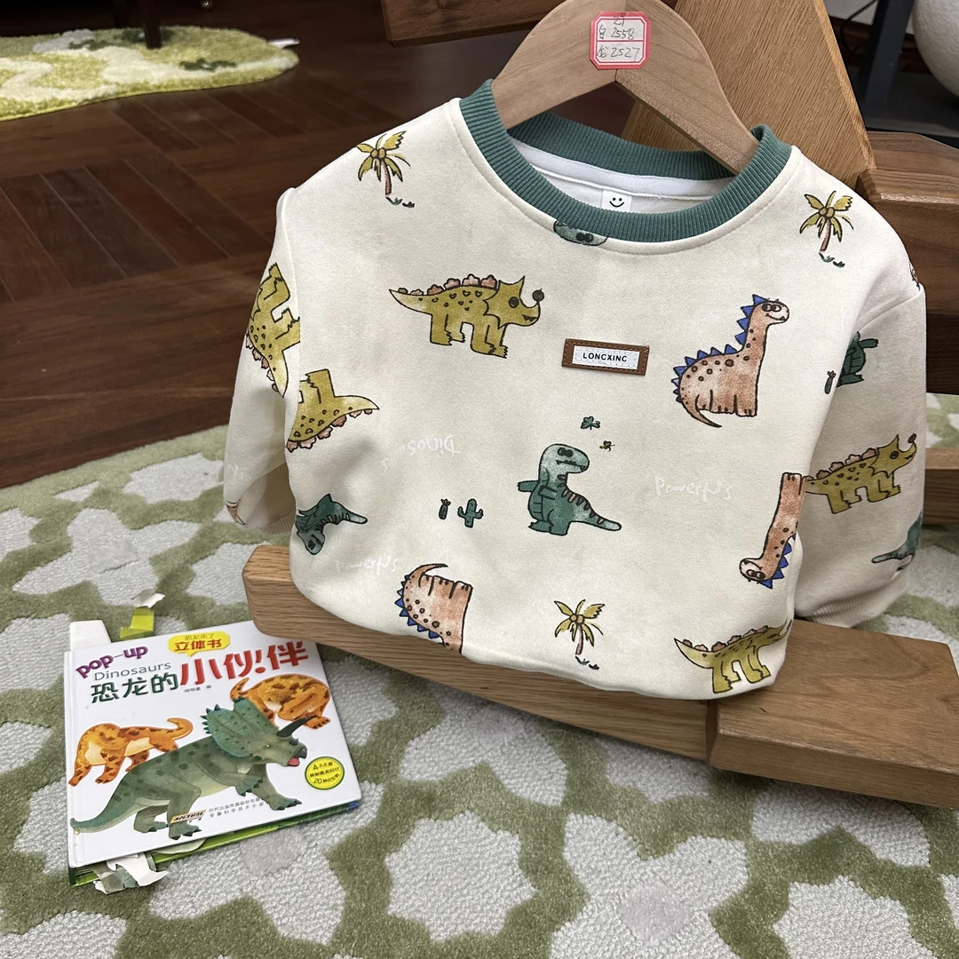 【2527】新款男女同款小恐龙平面长袖T恤