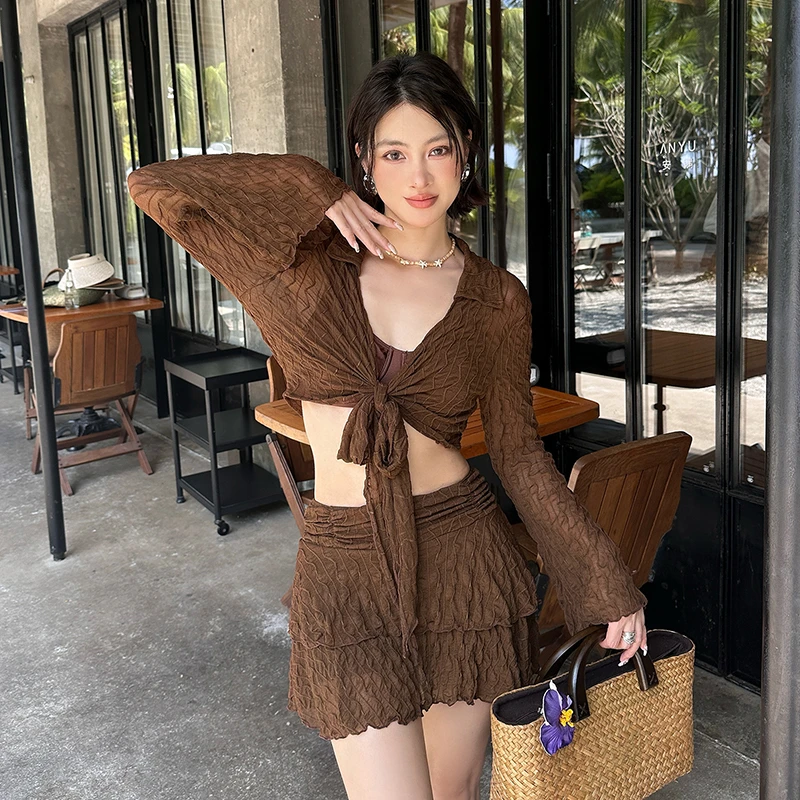 《织夏璎时》大码女款泳衣微胖遮肉纯欲风格适合泡温泉和度假游泳